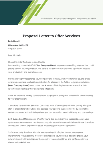 Free Proposal Letter to Offer Services Template to Edit Online