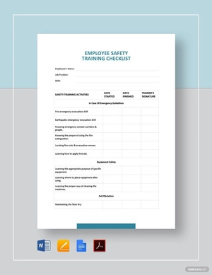 Employee Safety Training Checklist Template