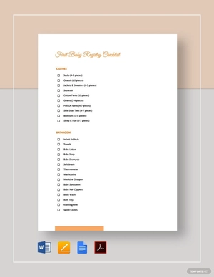 First Baby Registry Checklist Template