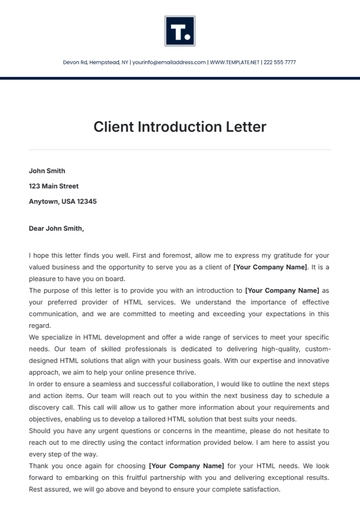 Free Client Introduction Letter Template to Edit Online