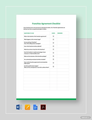 Franchise Agreement Checklist Template