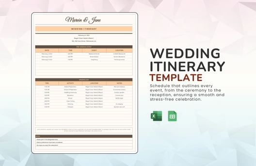 Wedding Itinerary Template