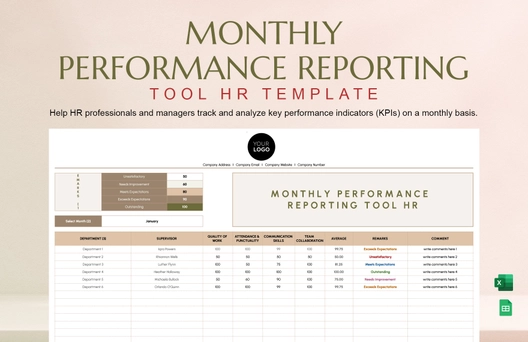 Monthly Performance Reporting Tool HR Template