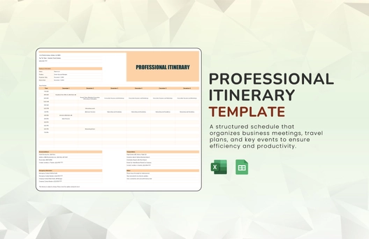 Professional Itinerary Template