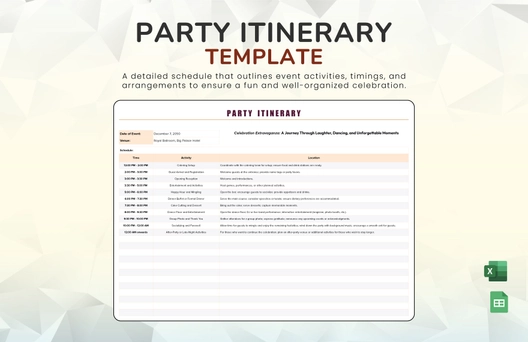 Party Itinerary Template
