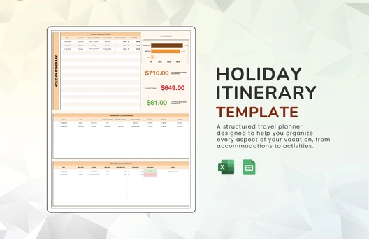 Holiday Itinerary Template