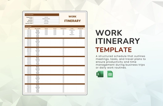 Work Itinerary Template