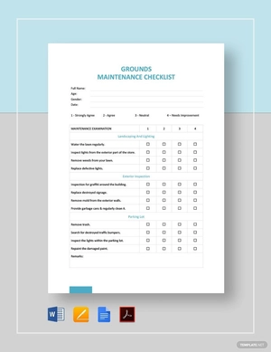 Grounds Maintenance Checklist Template
