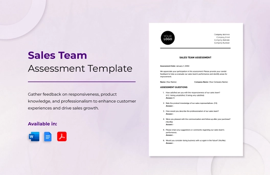 Sales Team Assessment Template