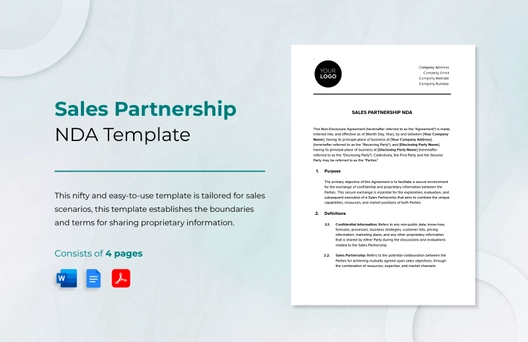 Sales Partnership NDA Template Sales Partnership NDA Template
