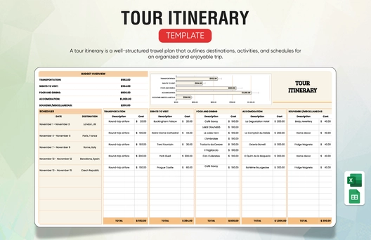 Tour Itinerary Template