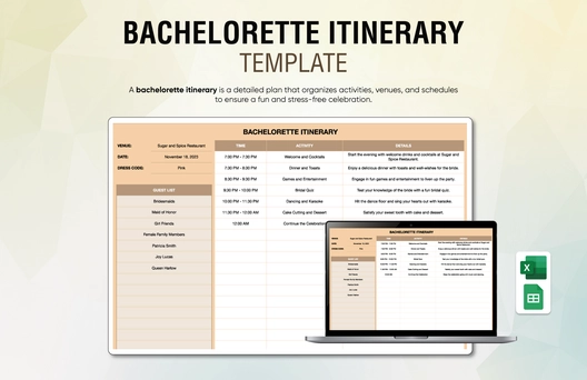 Bachelorette Itinerary Template