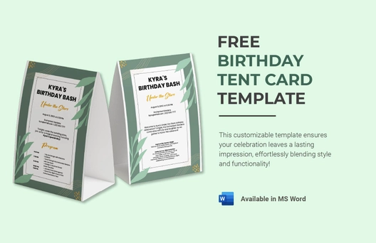 Birthday Tent Card Template