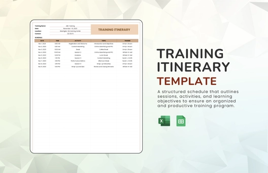Training Itinerary Template