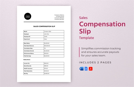 Sales Compensation Slip Template