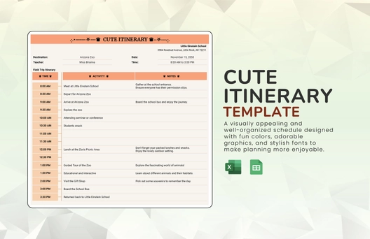 Cute Itinerary Template