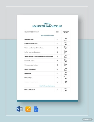 Housekeeping Checklist Template For Hotel Template