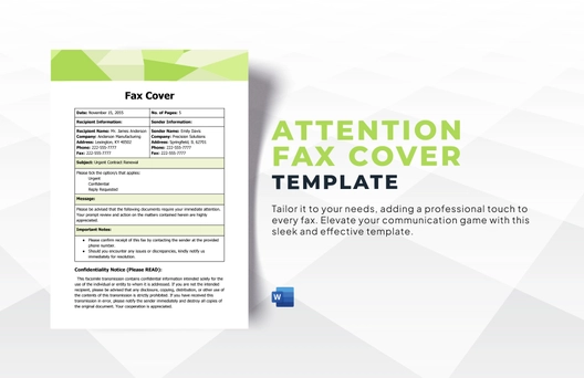 Attention Fax Cover Template
