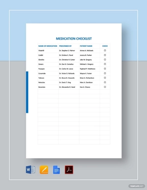 Medication Checklist Template