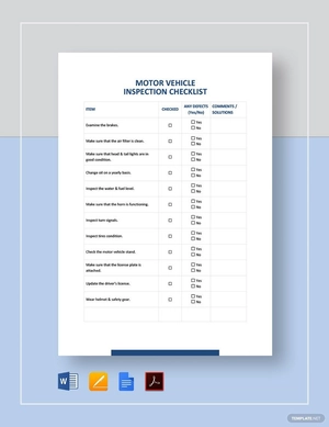 Motor Vehicle Inspection Checklist Template Motor Vehicle Inspection Checklist Template