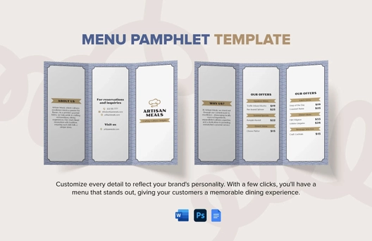 Menu Pamphlet Template