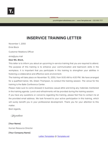 Free Inservice Training Letter Template to Edit Online