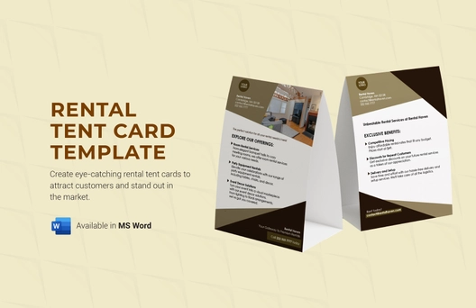 Rental Tent Card Template