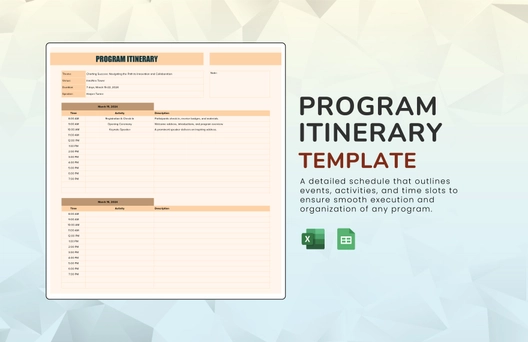 Program Itinerary Template