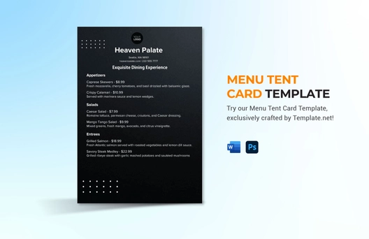 Menu Tent Card Template