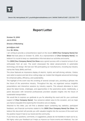 Free Report Letter Template to Edit Online