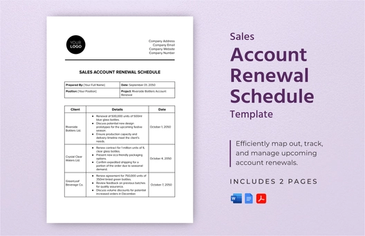 Sales Account Renewal Schedule Template