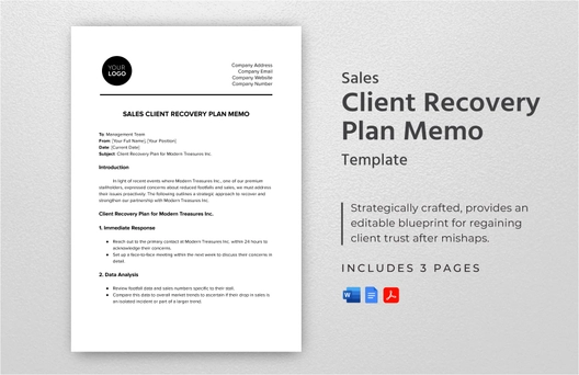Sales Client Recovery Plan Memo Template