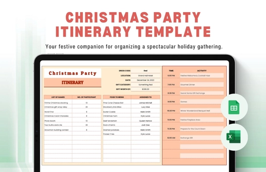 Christmas Party Itinerary Template