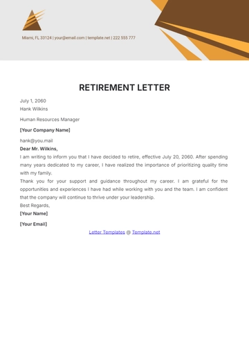 Free Retirement Letter Template to Edit Online