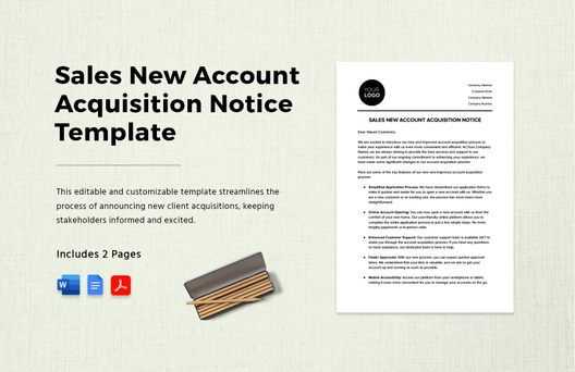Sales New Account Acquisition Notice Template