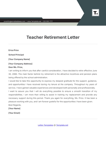 Free Teacher Retirement Letter Template to Edit Online