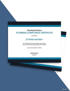 Plumbing Compliance Certificate Template