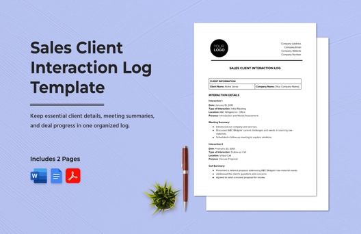 Sales Client Interaction Log Template Sales Client Interaction Log Template