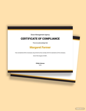 Organization Compliance Certificate Template