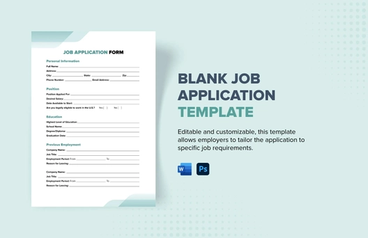 Blank Job Application Template