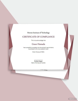 School Compliance Certificate Template