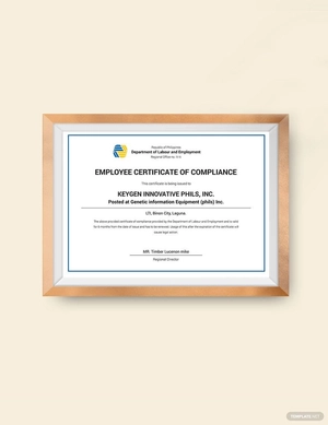 Employee Compliance Certificate Template