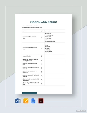 Pre Installation Checklist Template
