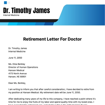 Free Retirement Letter for Doctor Template to Edit Online