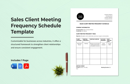 Sales Client Meeting Frequency Schedule Template Sales Client Meeting Frequency Schedule Template