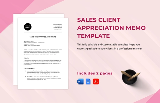 Sales Client Appreciation Memo Template