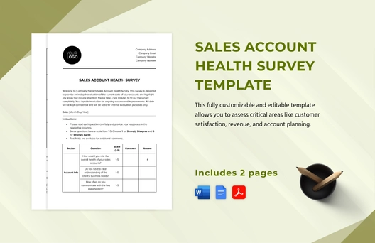 Sales Account Health Survey Template