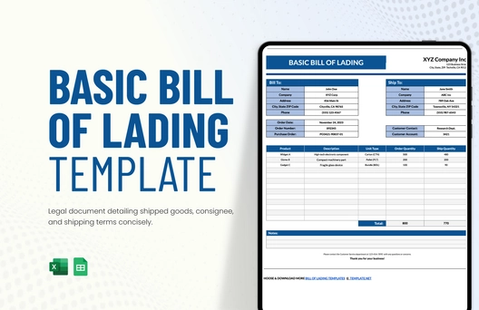 Basic Bill of Lading Template