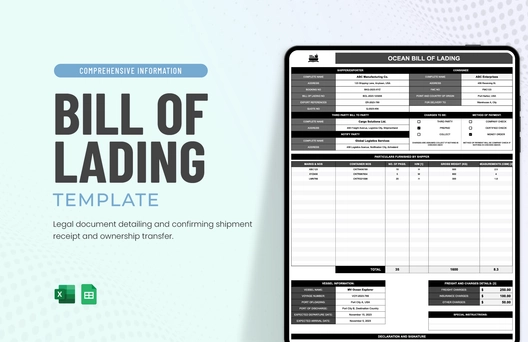 Ocean Bill of Lading Template