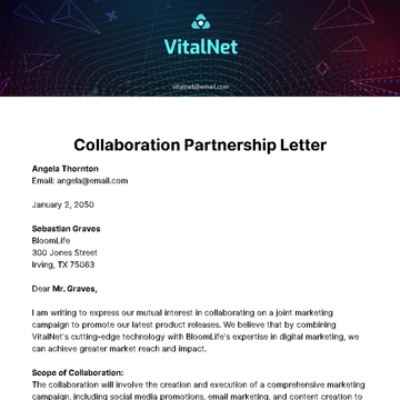 Free Collaboration Partnership Letter Template to Edit Online